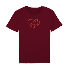Afbeelding in Gallery-weergave laden, Bordeaux T-shirt met Rood Hart - M-model